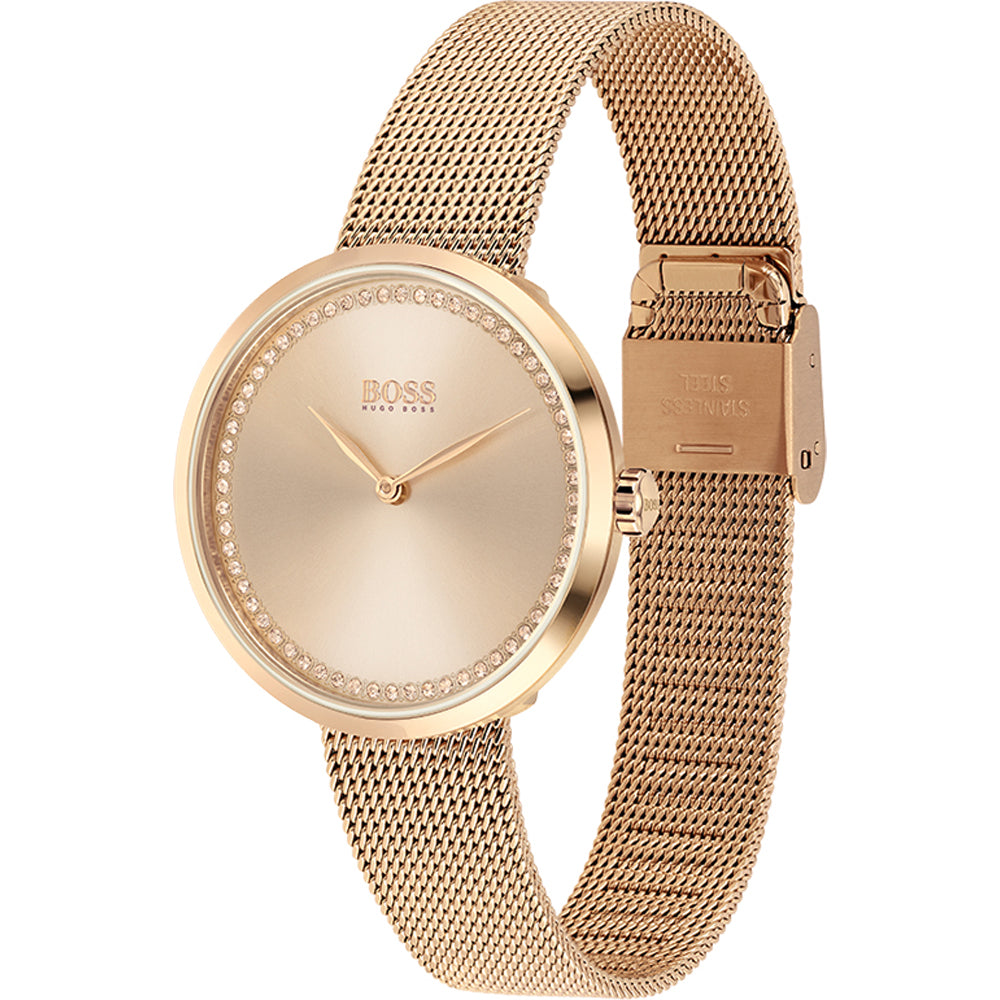 Hugo Boss Praise, Rose Gold Mesh Ladies Watch – 1502548