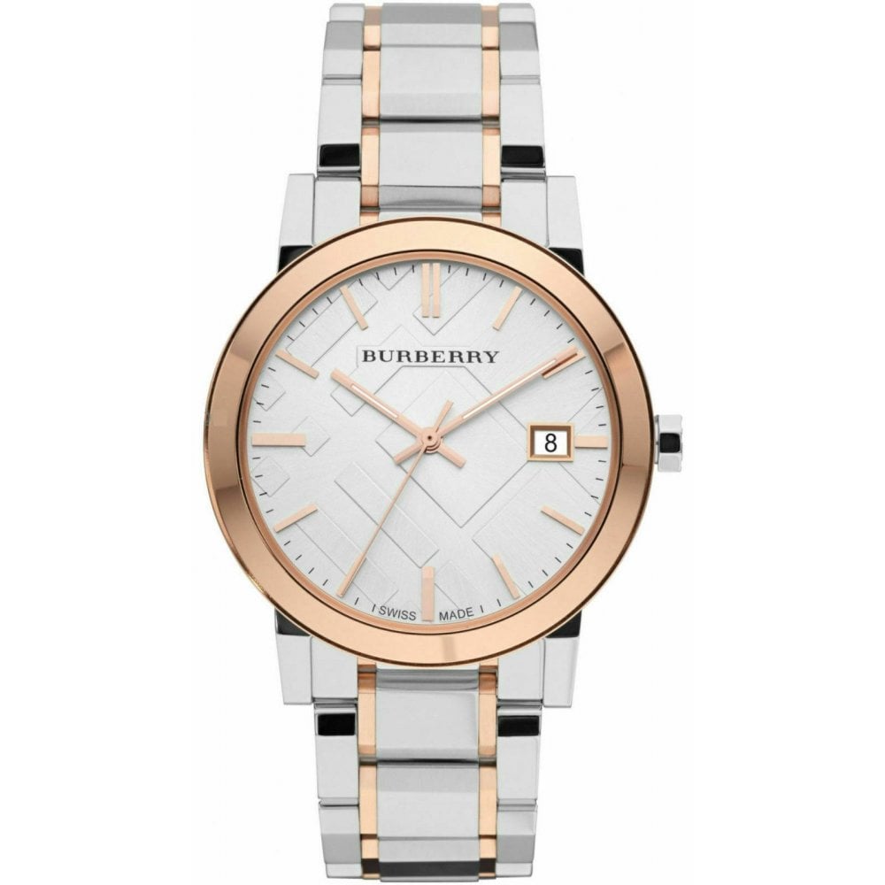 BURBERRY THE CITY, SILVER DIAL TWO-TONE UNISEX WATCH – BU9006