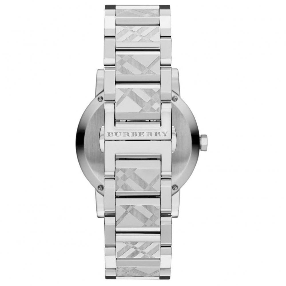 Burberry The City, Silver Engraved Check Unisex Watch – BU9037