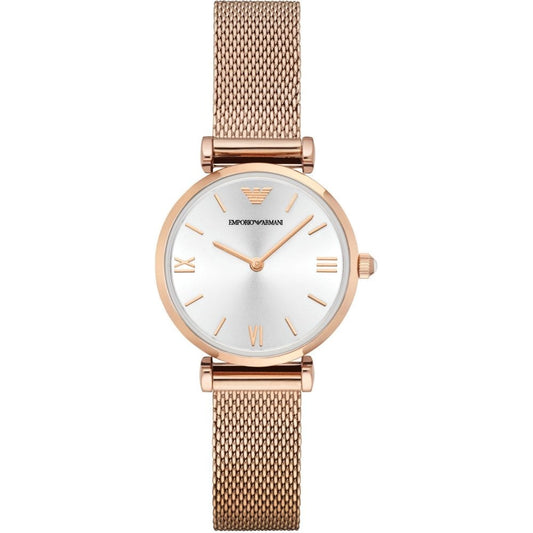 Emporio Armani Gianni T-Bar, Rose Gold Mesh Ladies Watch – AR1956
