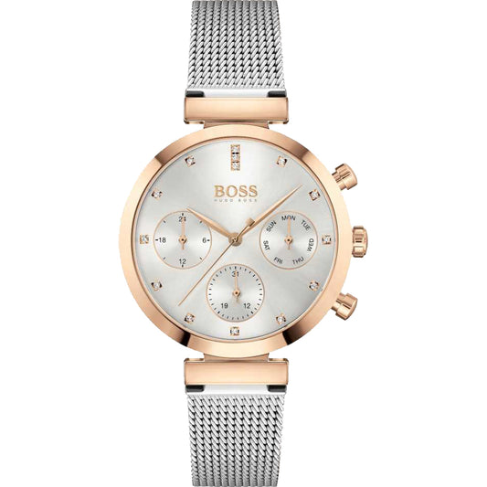 HUGO BOSS FLAWLESS, 2 TONE ROSE/SILVER CHRONOGRAPH LADIES WATCH - 1502551