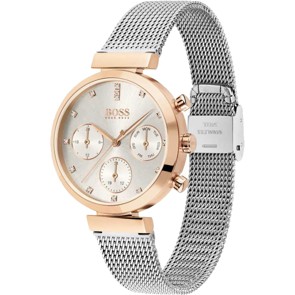HUGO BOSS FLAWLESS, 2 TONE ROSE/SILVER CHRONOGRAPH LADIES WATCH - 1502551