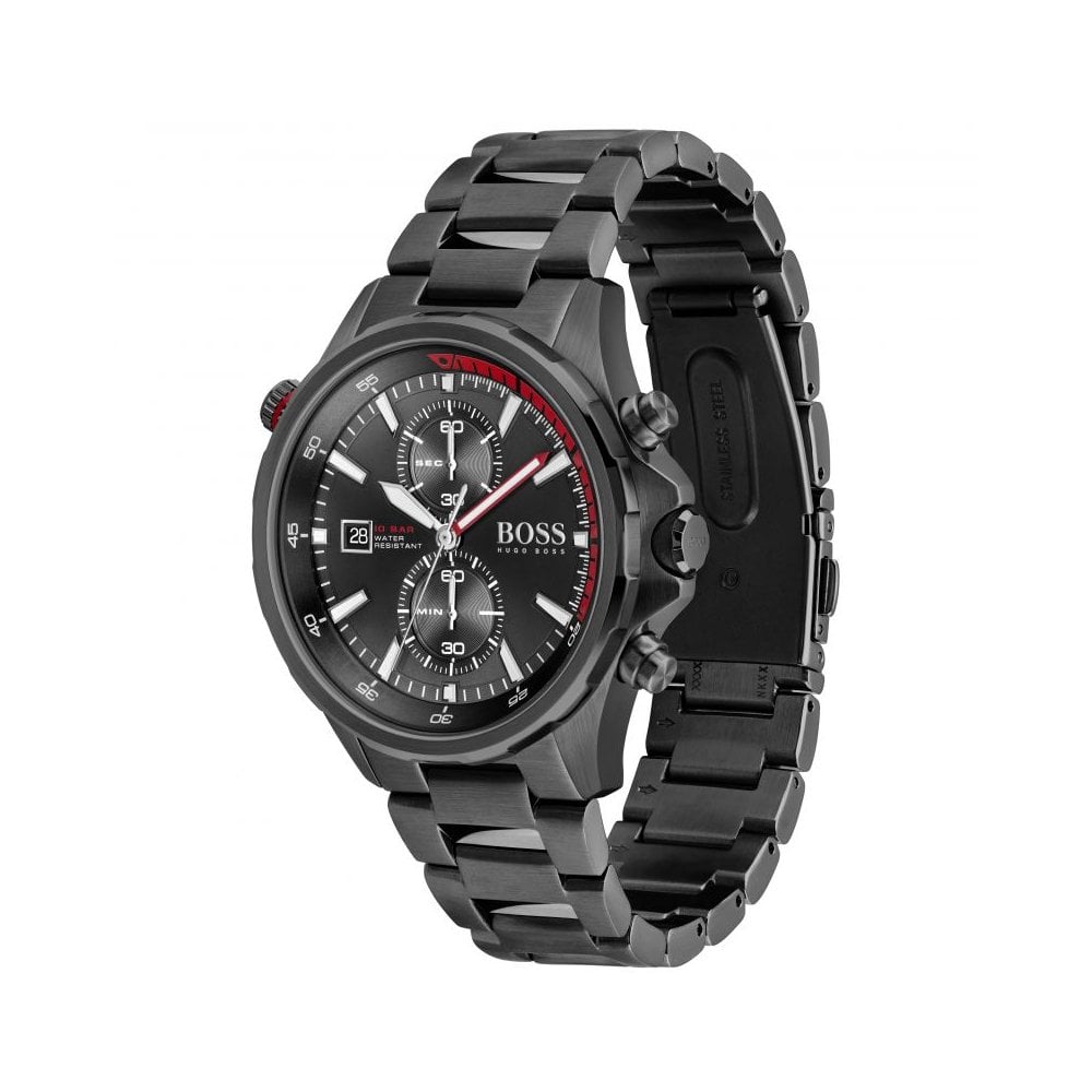 HUGO BOSS GLOBETROTTER, BLACK CHRONOGRAPH MENS WATCH - 1513825