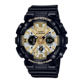 G-SHOCK DUO MID SIZE STAY GOLD LED, W/TIME, S/WATCH, 200M WHITE & GOLD DIAL BLK RESIN BAND GMAS120GB-1A