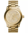 MICHAEL KORS RUNWAY GOLD METAL BAND WITH GOLD MK LOGO CRYSTAL DIAL LADIES WATCH MK5706