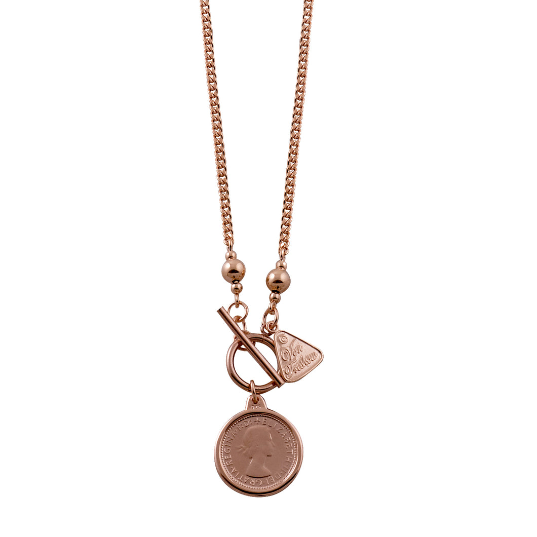 CURB NECKLACE WITH SIXPENCE