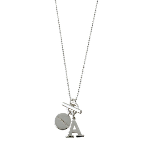 FINE BALL CHAIN NECKLACE WITH TOGGLE & INITIAL