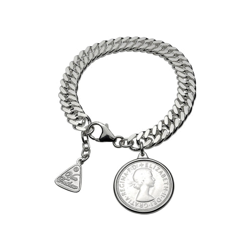 CONDENSED CURB BRACELET WITH SHILLING