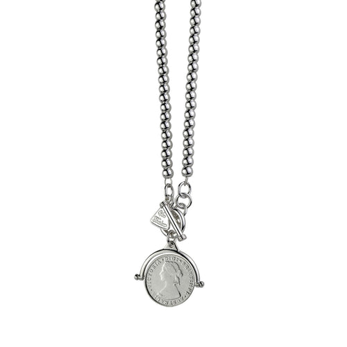 4MM BALL NECKLACE WITH COIN FLIP PENDANT