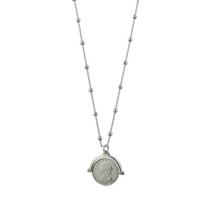 COIN FLIP NECKLACE WITH ROSARIO CHAIN
