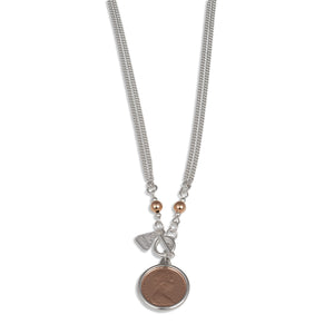 CURB NECKLACE WITH TWO CENT COIN