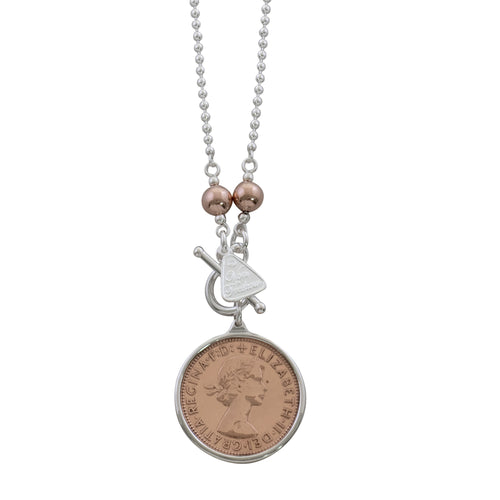 TWO TONE BALL CHAIN PENNY NECKLACE