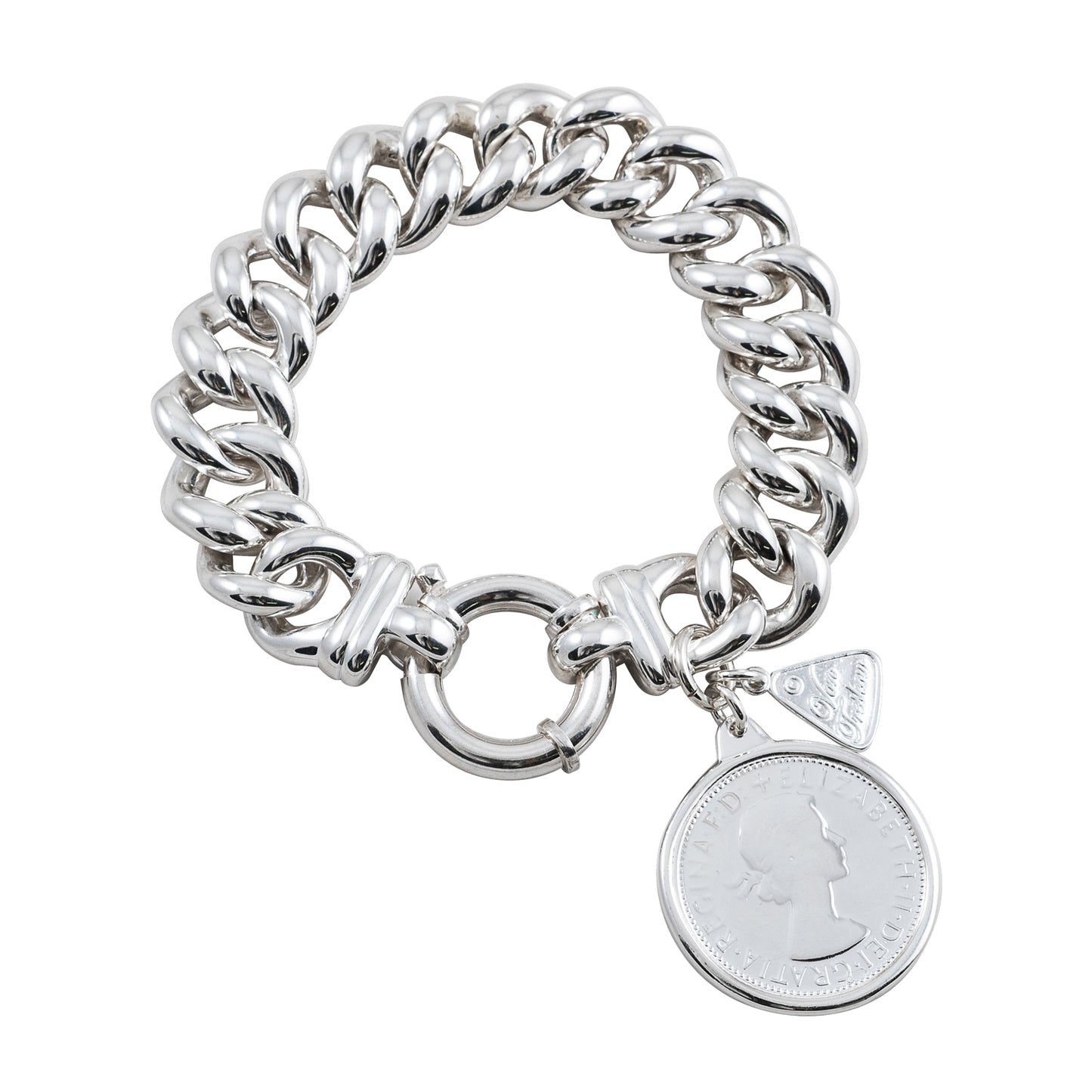 SILVER MEDIUM MAMA BOLT BRACELET WITH FLORIN