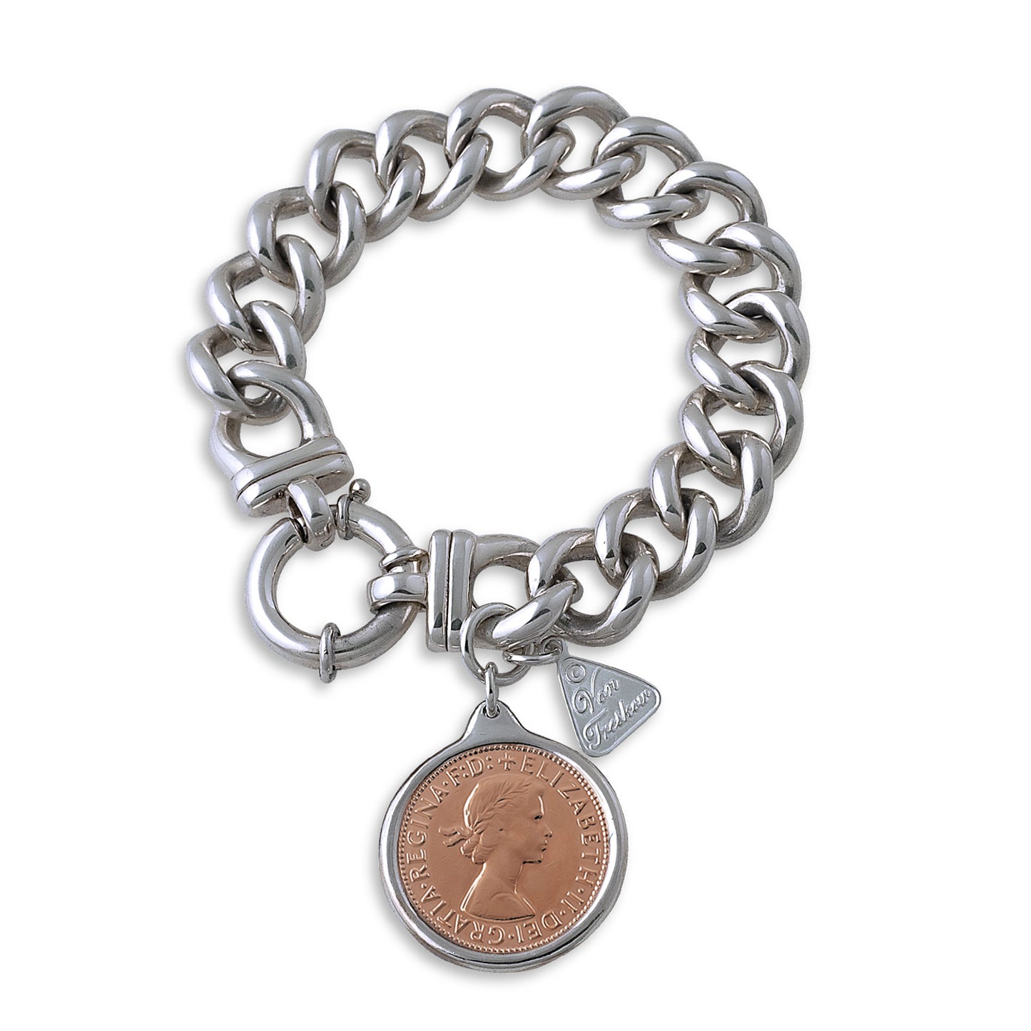 SILVER MEDIUM MAMA BOLT BRACELET WITH FLORIN